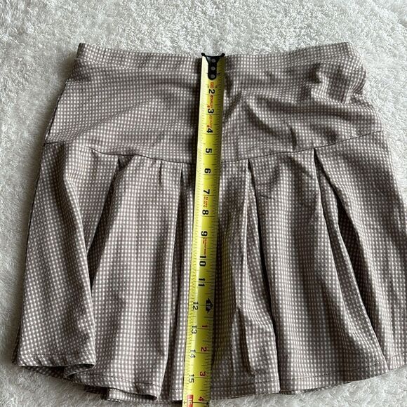 gingham brown skirt checkered skater peplum pleated skirt small Urban Romantics - Picture 4 of 6